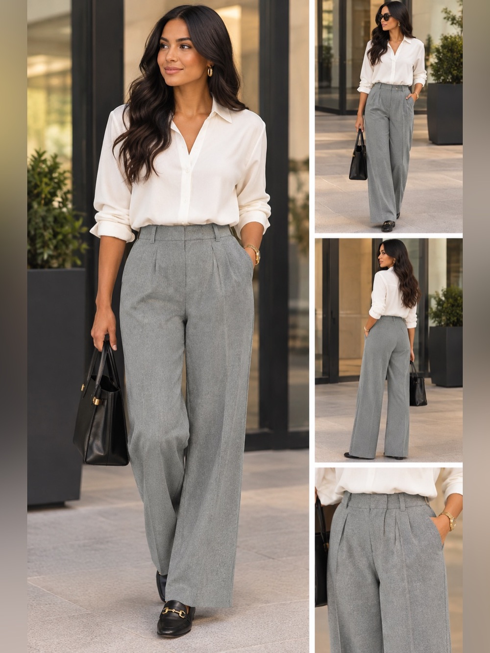 Abercrombie & Fitch Woman’s Pleated Wide-Leg Dress Pants - Gray